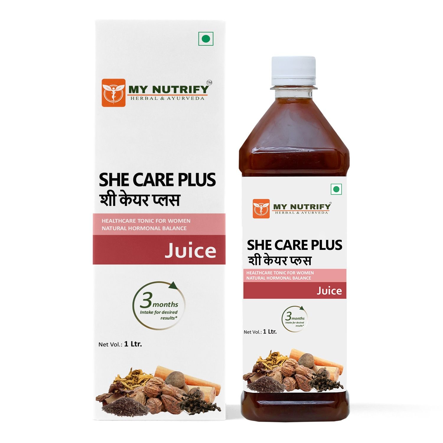 My Nutrify Herbal & Ayurveda's She Care plus Juice's A Natural Women's Health Drink for Hormonal Balance, Period Relief, and Skin & Hair Support | Detox, Digestion & Immunity | PCOD/PCOS | 1 Ltr 