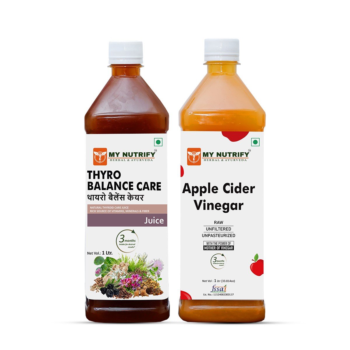 My Nutrify Herbal & Ayurveda's Thyro Balance care juice & Apple Cider vinegar Juice Combo