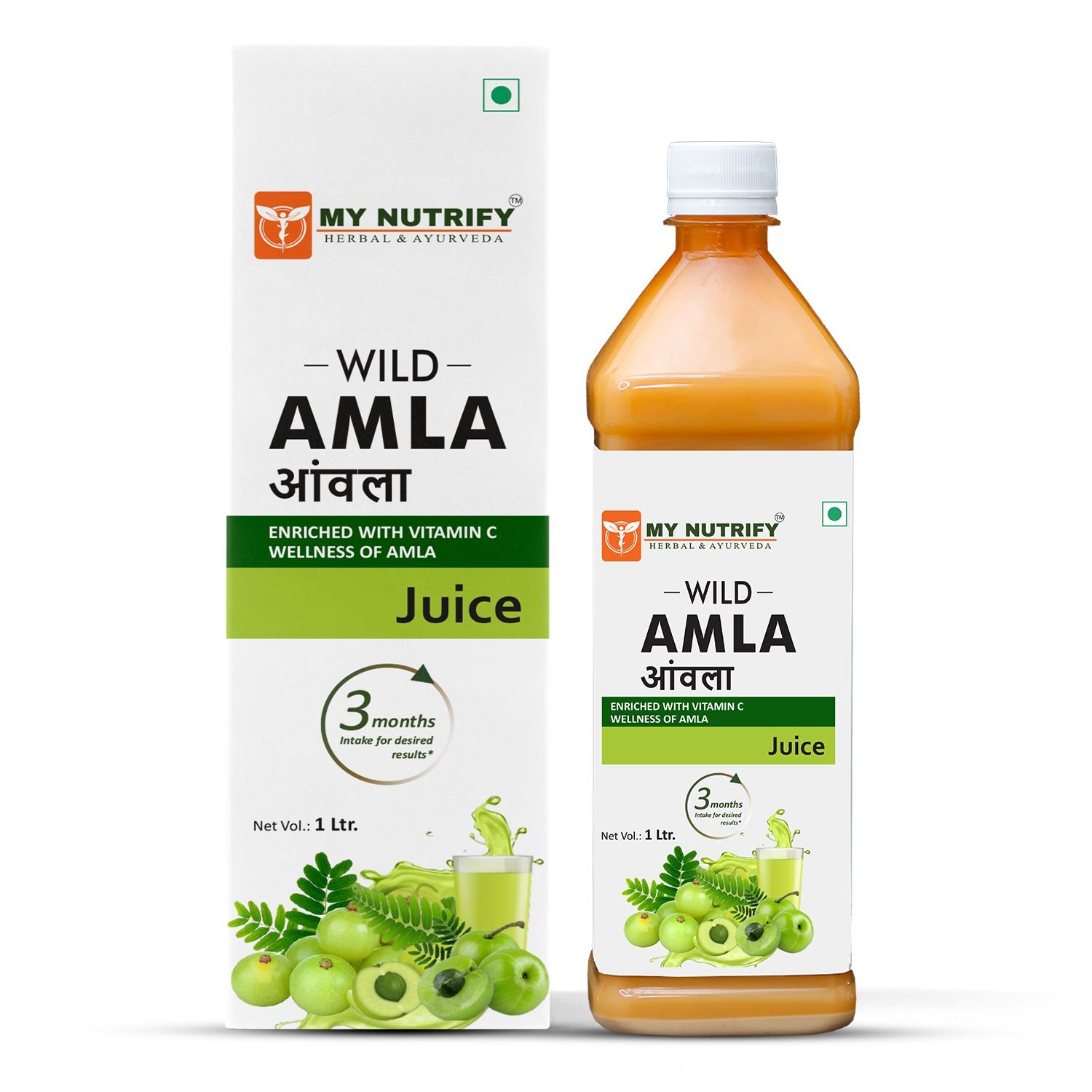 My Nutrify Herbal and Ayurveda's Wild Amla Juice - 1 Ltr | Fresh cold pressed Amla Juice | Helps Boosts Skin and Hair Health | Helps Detox | Rich in Vitamin C | Natural Immunity Booster