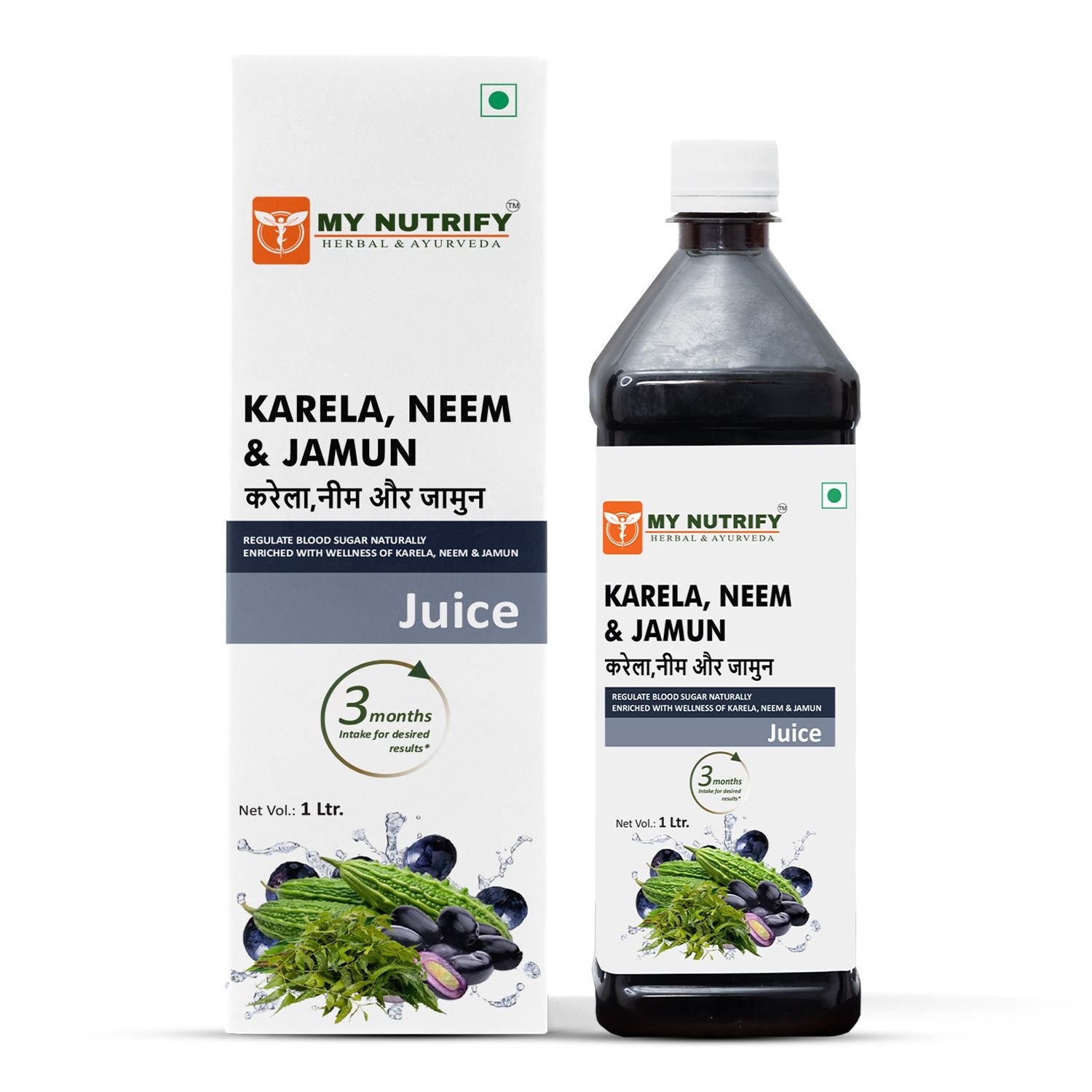 My Nutrify Herbal & Ayurveda's Karela Neem & Jamun Juice -  1 Ltr | Supports Blood Sugar, Digestion & Detox | Pure Herbal Health Tonic. 